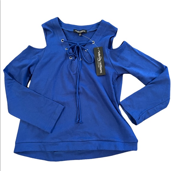 WENDY WILLIAMS COLD SHOULDER LIGHTWEIGHT SWEATSHIRT - NWT - Picture 2 of 7